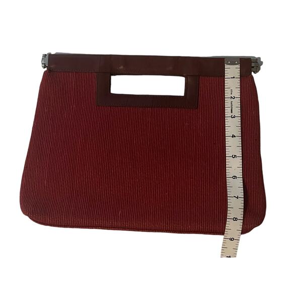 Vintage Y2K Large Gap Clutch Womens Red Rust Burgundy Jute Leather Textured - Picture 7 of 9